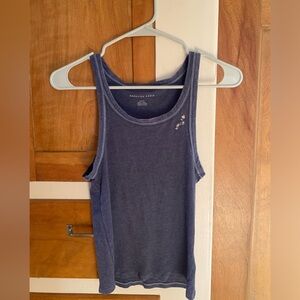 Blue American Eagle Tank with Tiny Embroidered Daisy